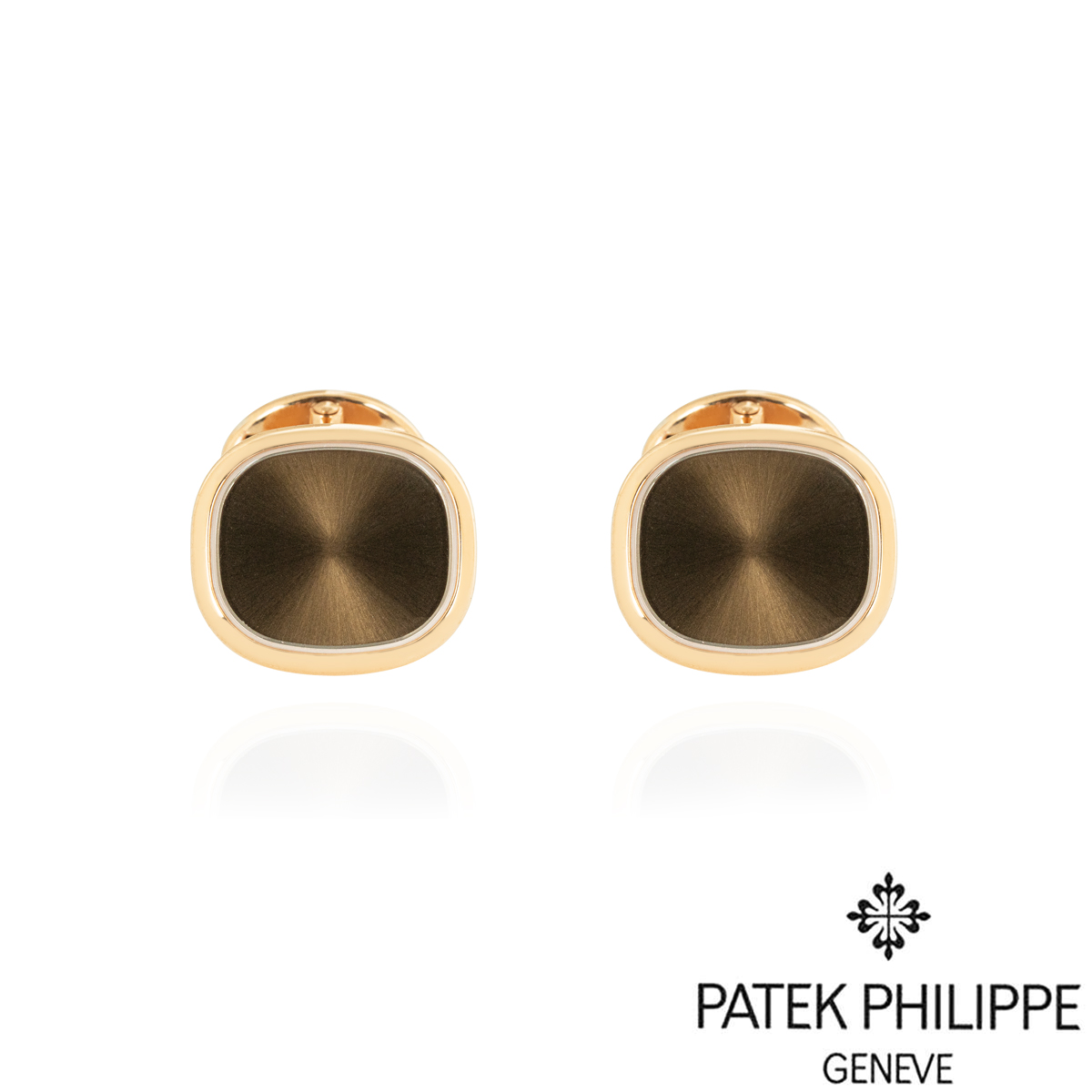 Patek Philippe Ellipse Rose Gold Brown Sunburst Cufflinks